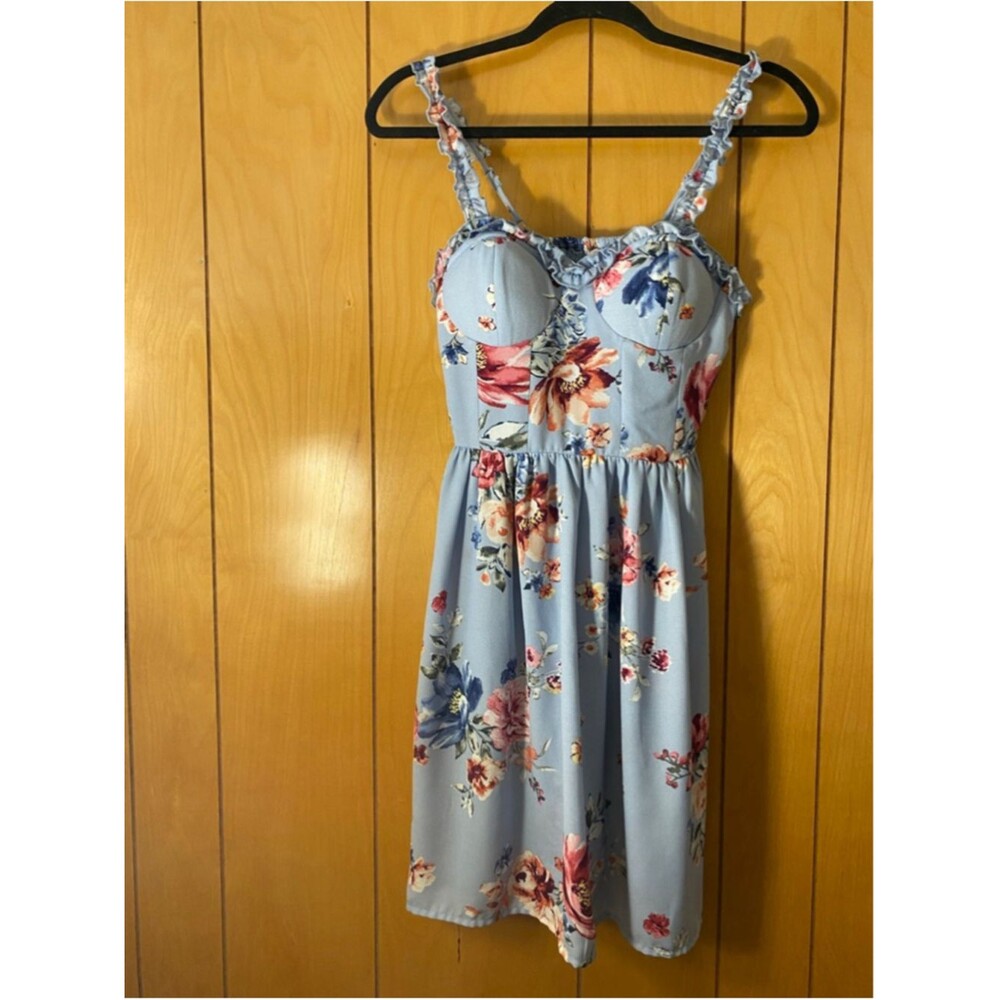 Women's Xhilaration Blue Floral Mini Dress XS